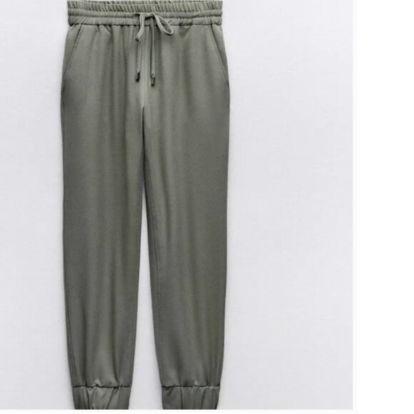Zara Dressy Smart tailored Cuffed Jogger Trousers (NWT) - Sage Green - Picture 1 of 4
